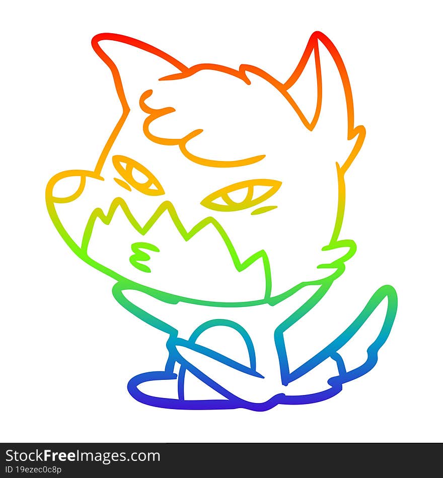 rainbow gradient line drawing clever cartoon fox