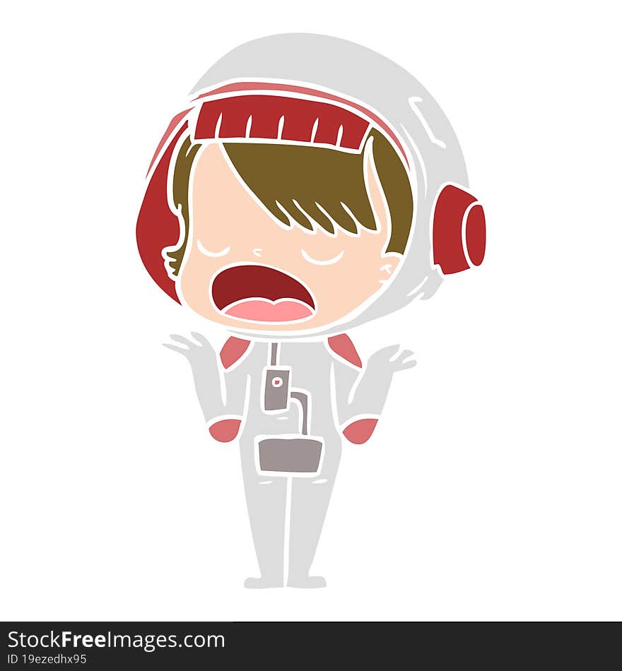 flat color style cartoon talking astronaut