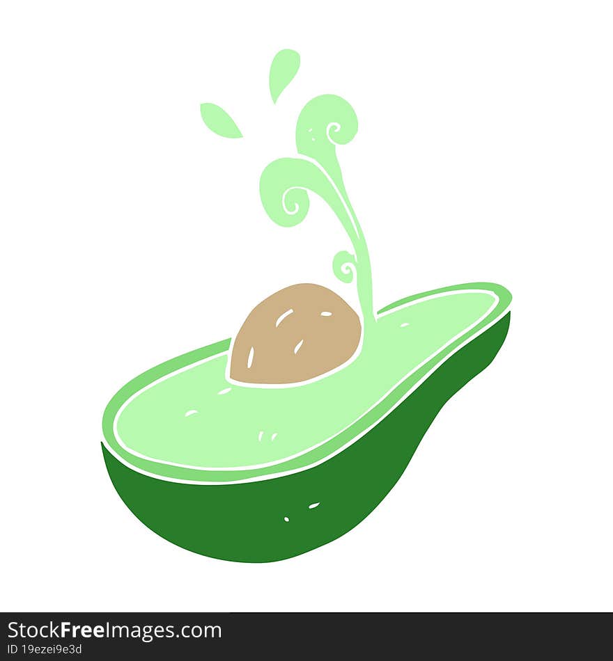 Flat Color Illustration Of A Cartoon Avocado