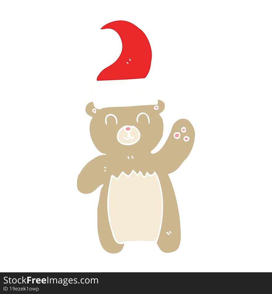 flat color illustration of teddy bear waving. flat color illustration of teddy bear waving