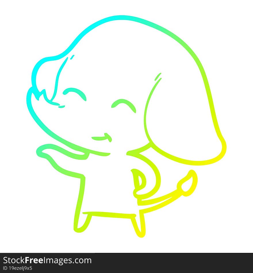 Cold Gradient Line Drawing Cute Cartoon Elephant