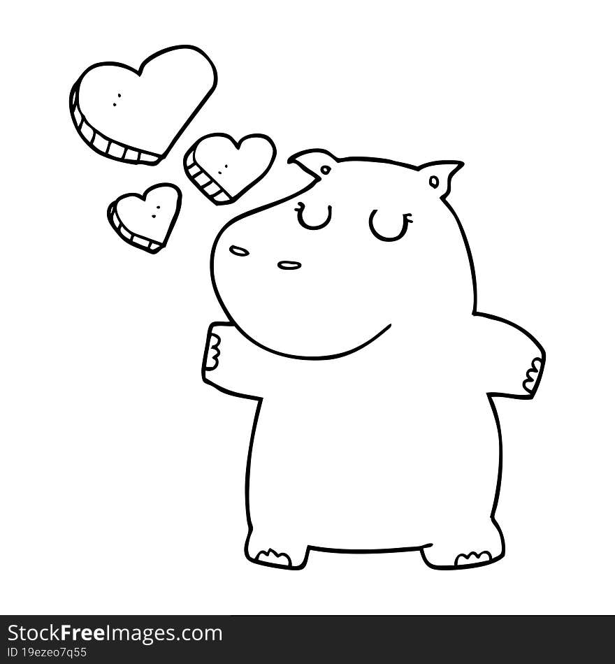 cartoon hippo in love