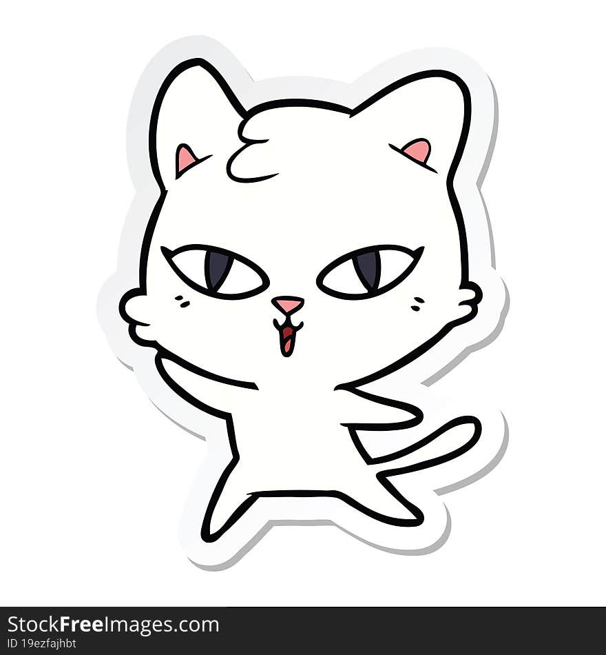 Sticker Of A Cartoon Cat