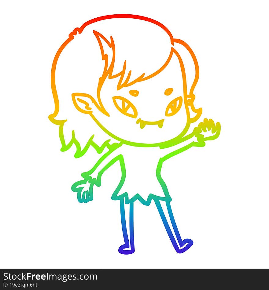 rainbow gradient line drawing cartoon friendly vampire girl