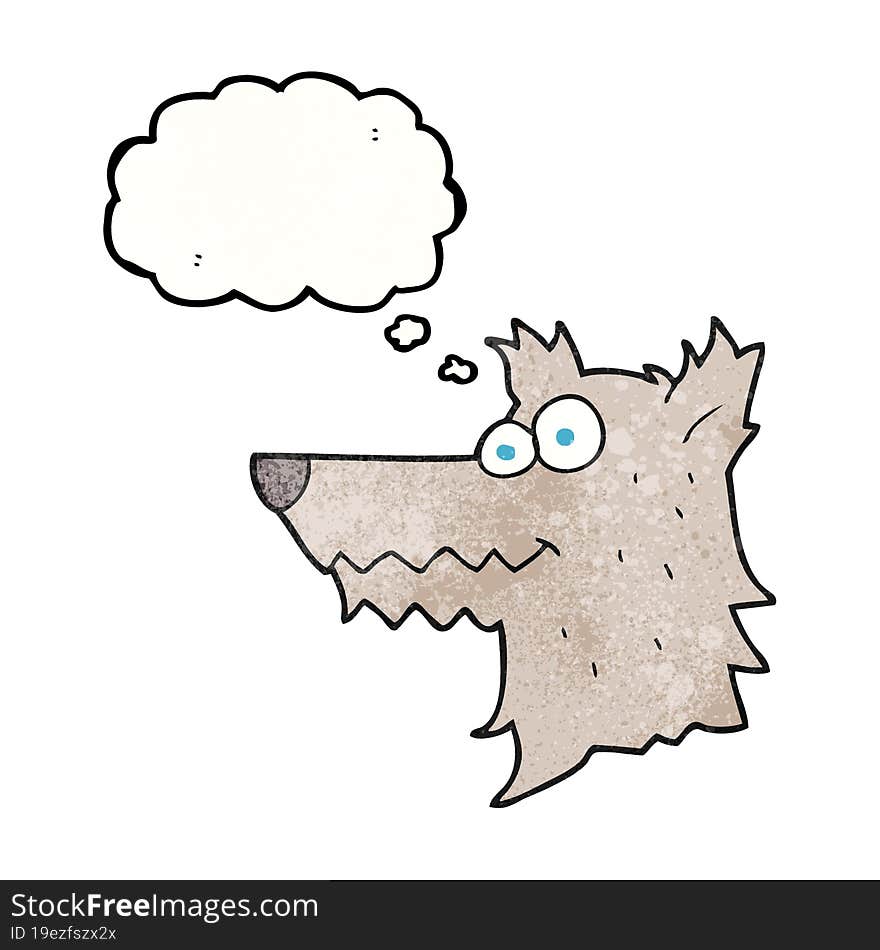 thought bubble textured cartoon wolf head