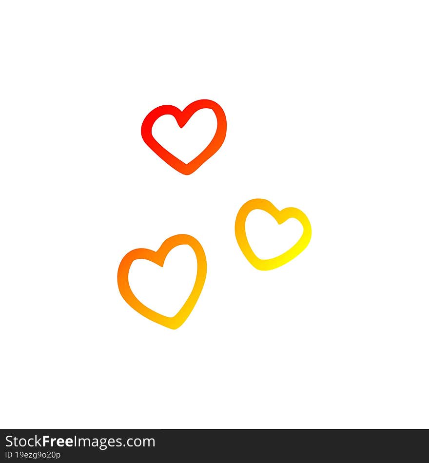 warm gradient line drawing cartoon love heart