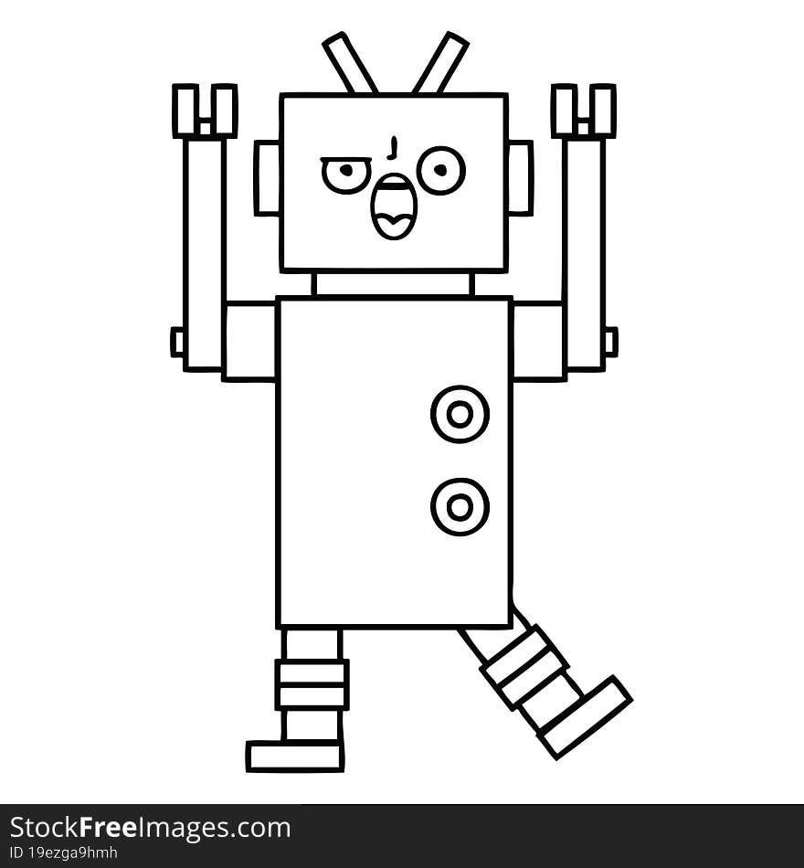 line drawing cartoon angry robot