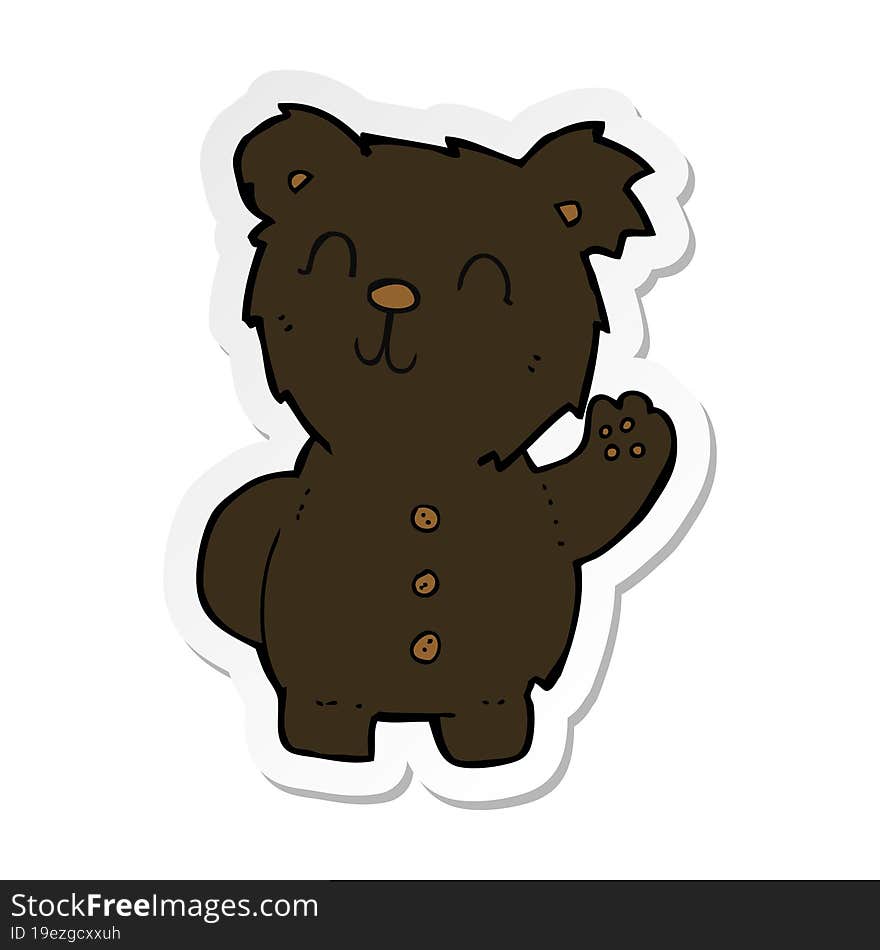 Sticker Of A Cartoon Black Bear