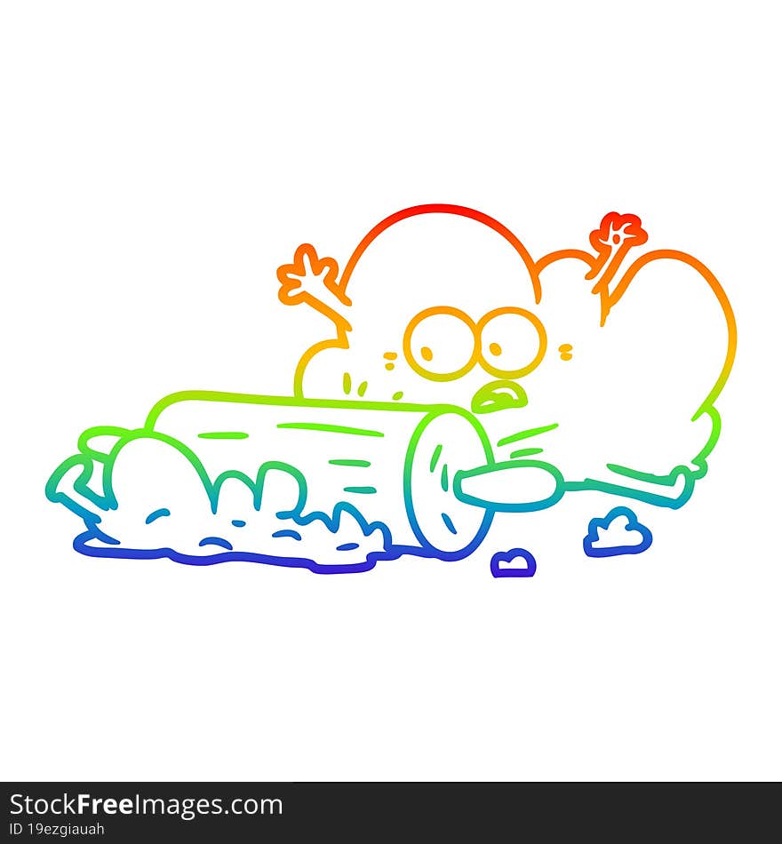 rainbow gradient line drawing of a cartoon dough being rolled out