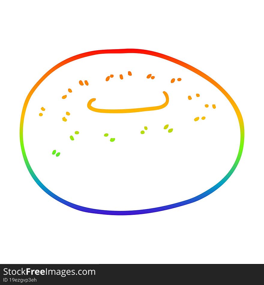 rainbow gradient line drawing cartoon donut