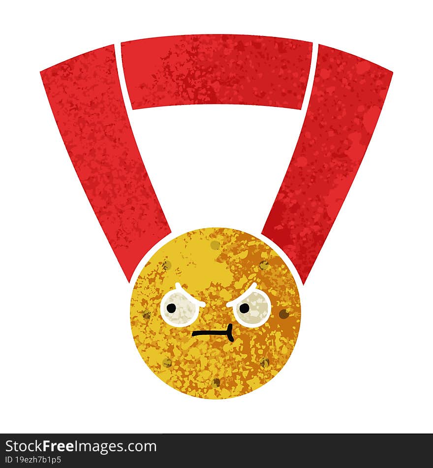 retro illustration style cartoon gold medal