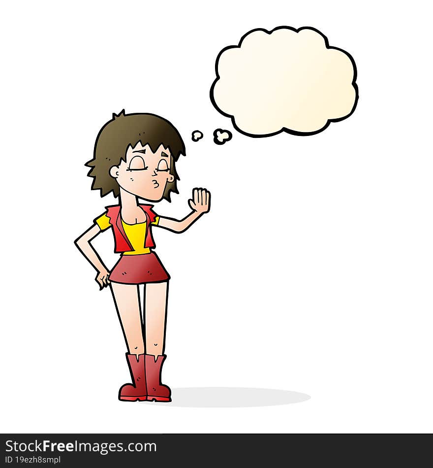 cartoon cool girl with thought bubble