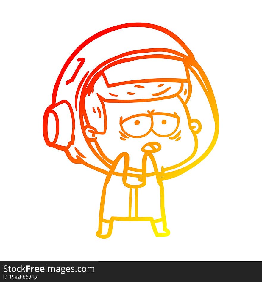 warm gradient line drawing cartoon tired astronaut