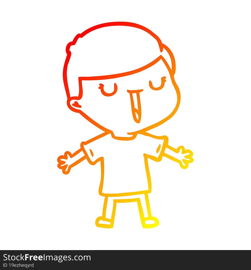 Warm Gradient Line Drawing Cartoon Happy Boy