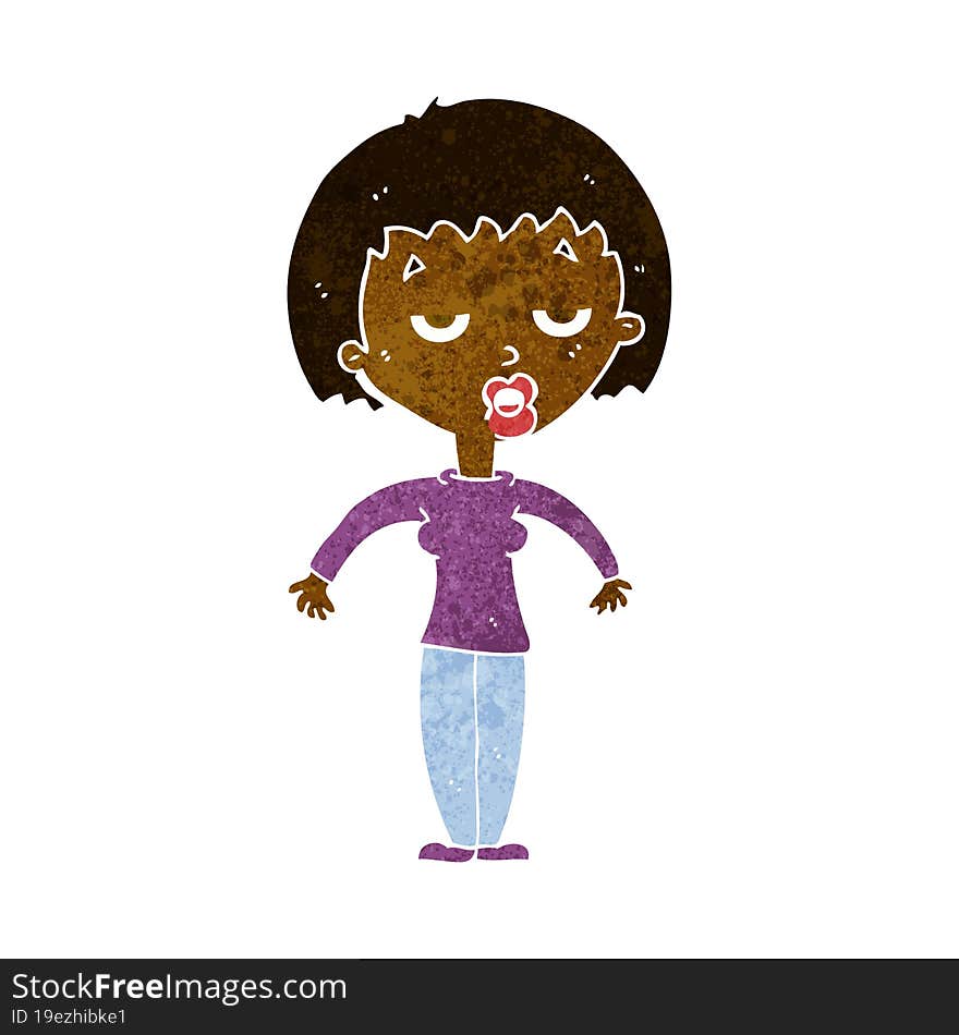 cartoon woman shrugging shoulders