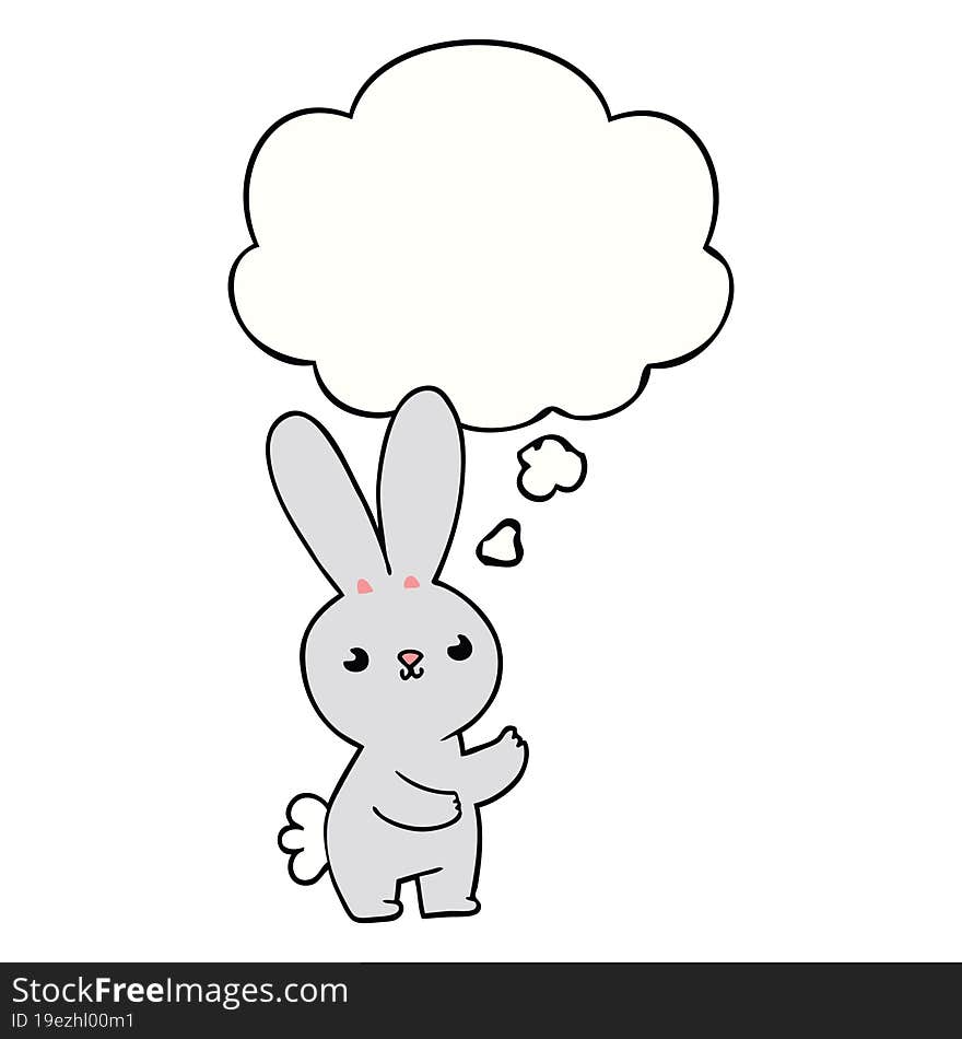 Cute Cartoon Rabbit And Thought Bubble