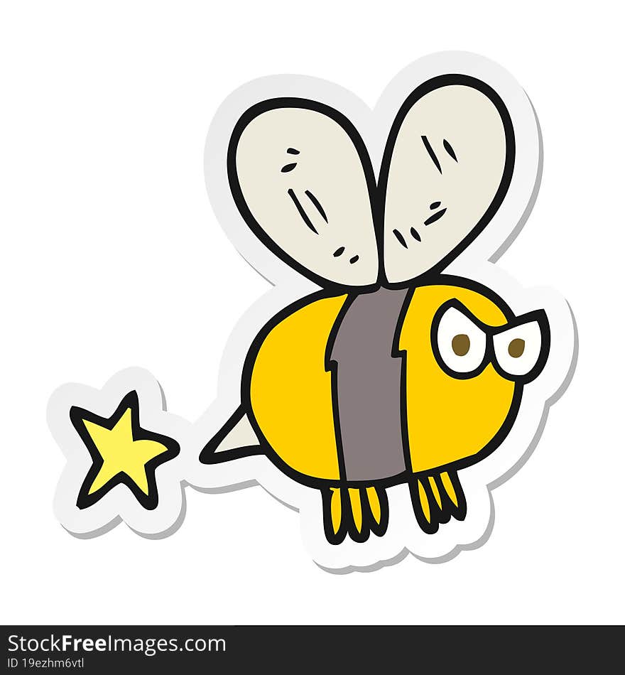 sticker of a cartoon angry bee