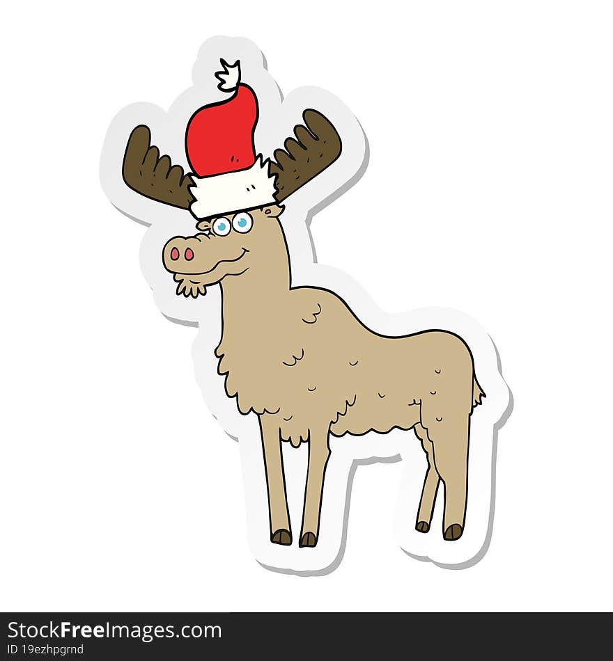 sticker of a cartoon christmas moose