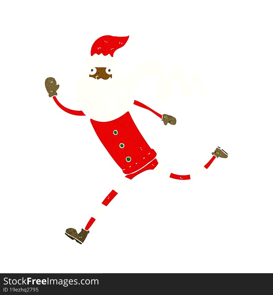 cartoon running santa