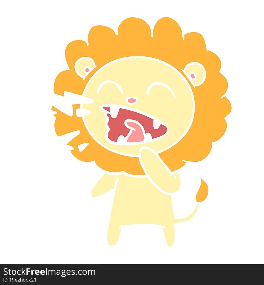 flat color style cartoon roaring lion