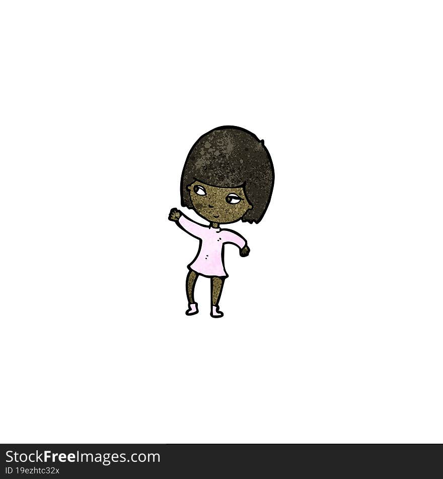 pretty girl pointing cartoon