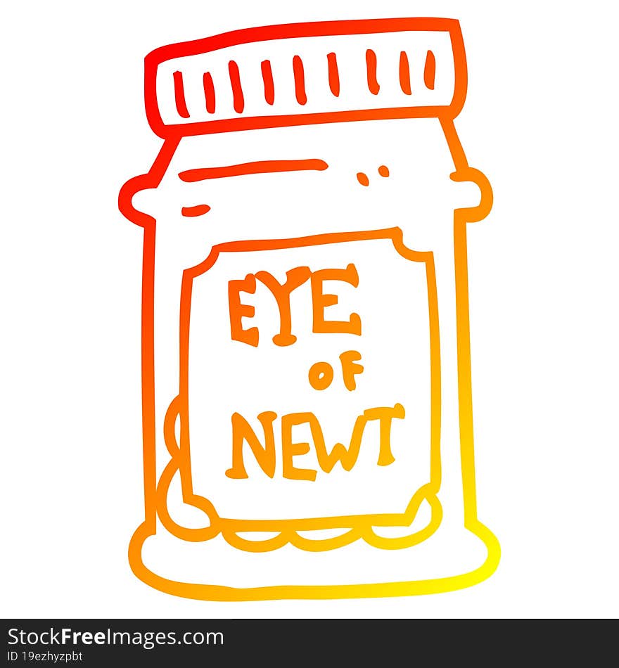 warm gradient line drawing cartoon eye of newt bottle