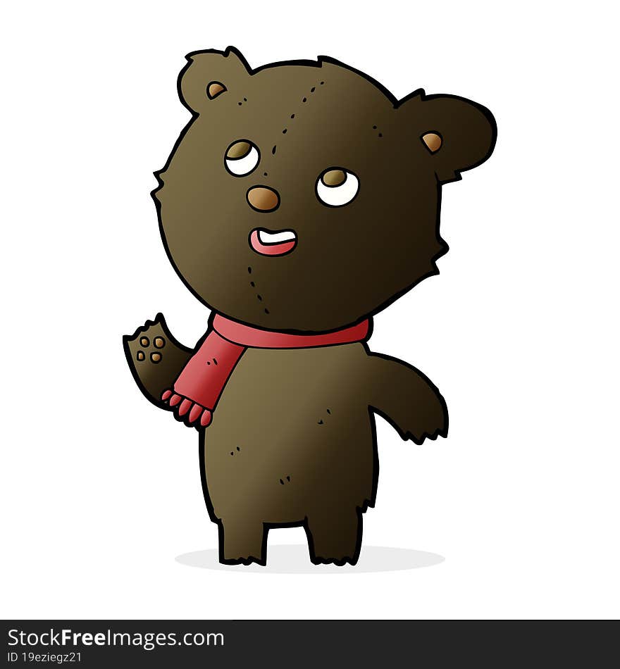 cartoon black bear with scarf. cartoon black bear with scarf