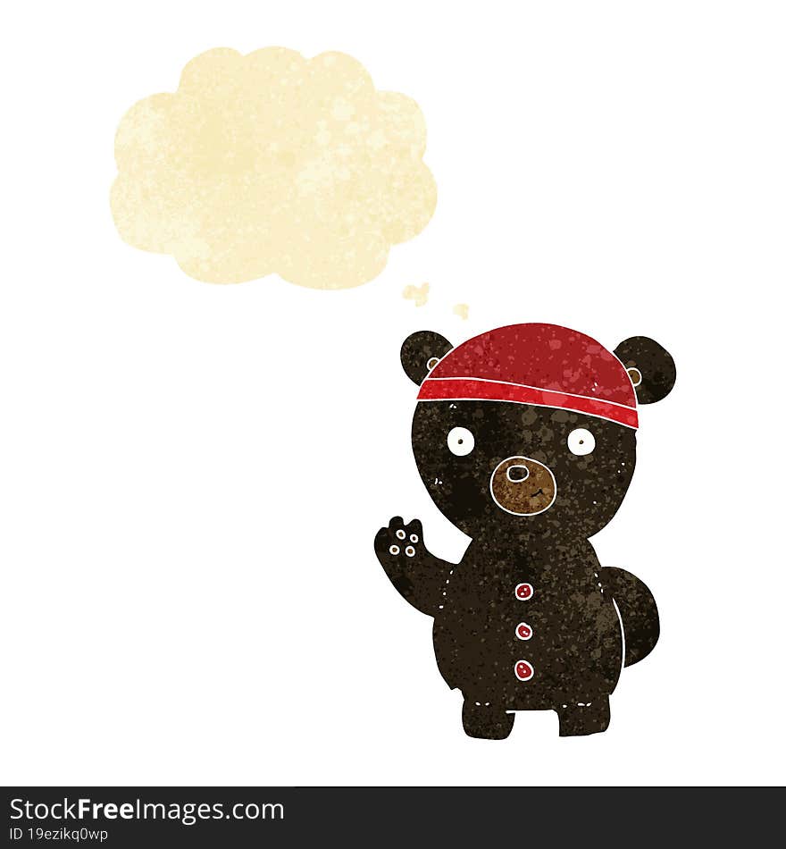 cartoon black bear cub with thought bubble