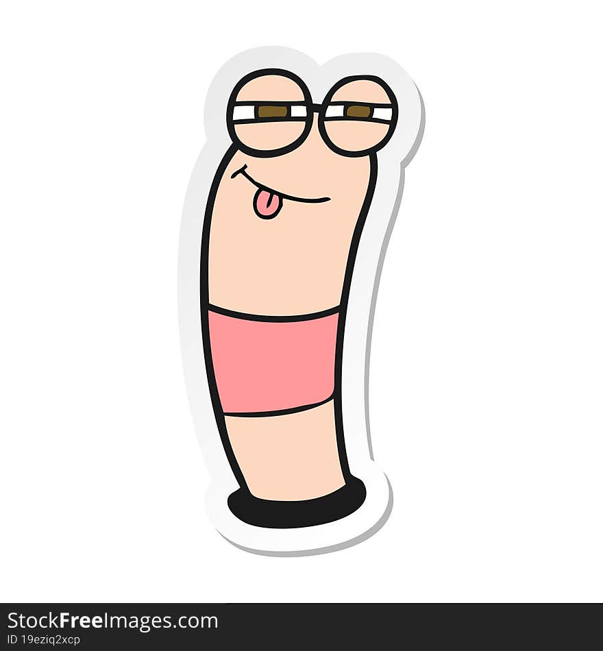 sticker of a cartoon worm