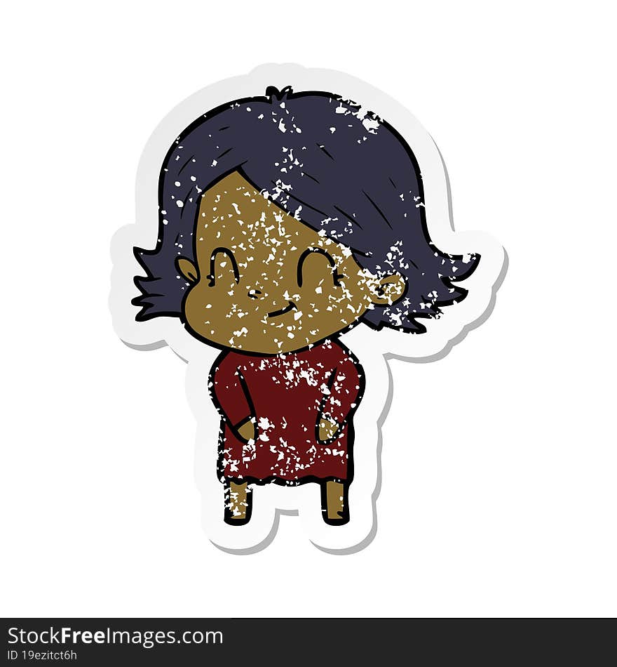 distressed sticker of a cartoon friendly girl