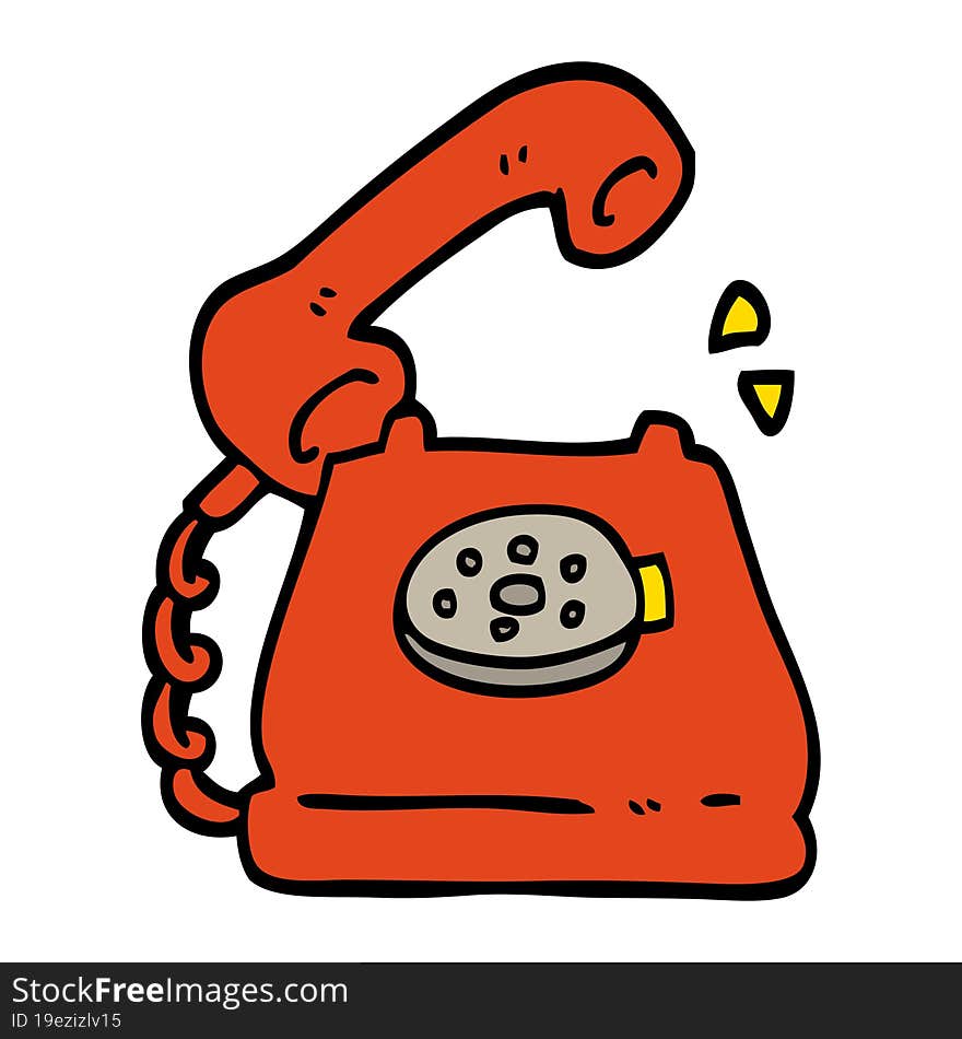 Hand Drawn Doodle Style Cartoon Telephone Ringing