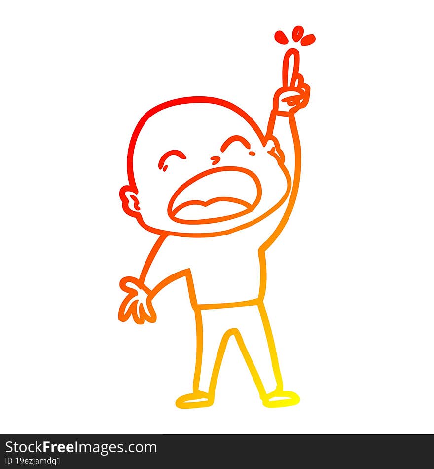 warm gradient line drawing cartoon shouting bald man