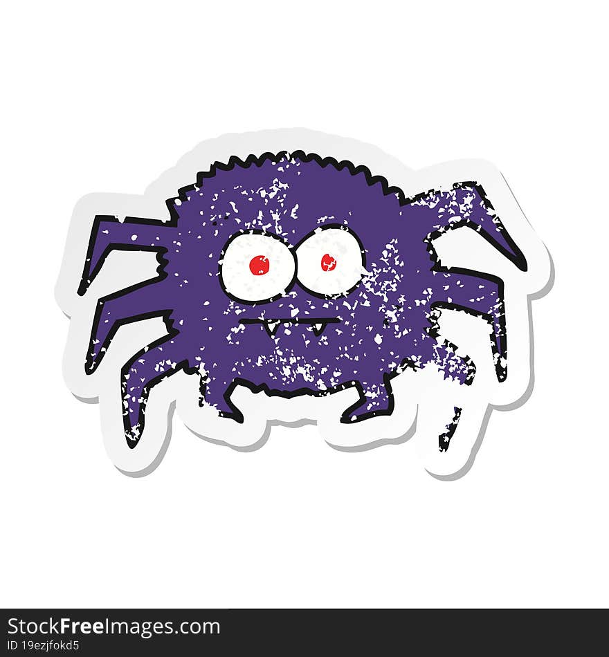 Retro Distressed Sticker Of A Cartoon Spider