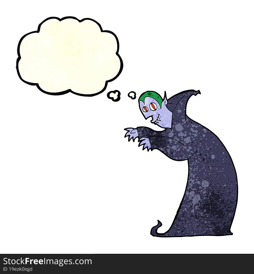 Cartoon Spooky Vampire With Thought Bubble