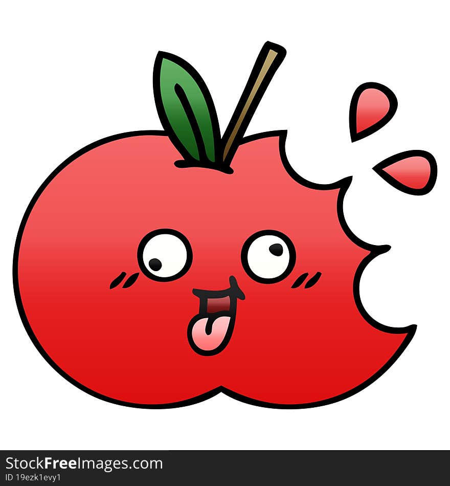 gradient shaded cartoon red apple