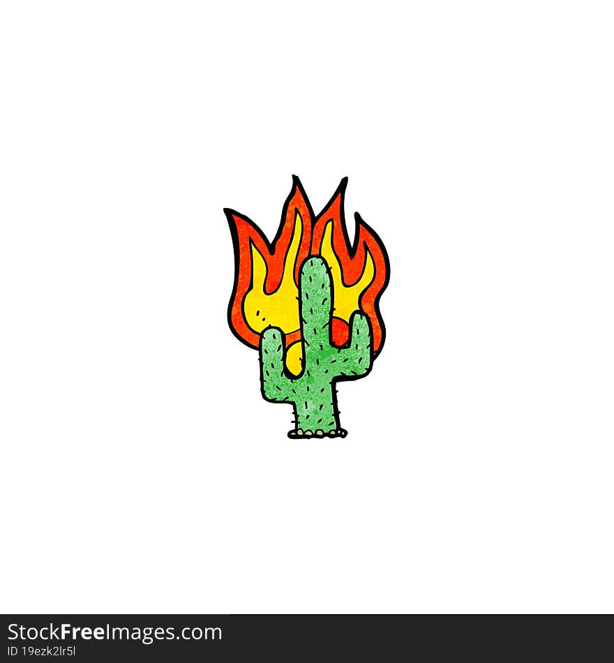 Cartoon Flaming Cactus