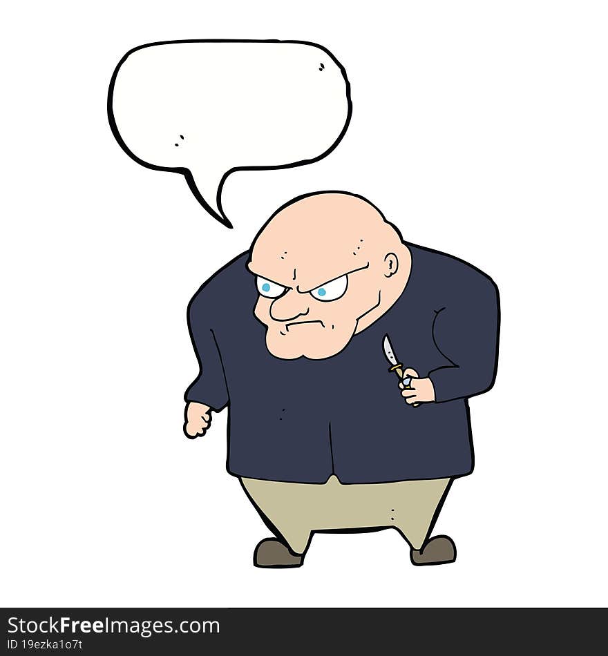 Cartoon Evil Man With Speech Bubble