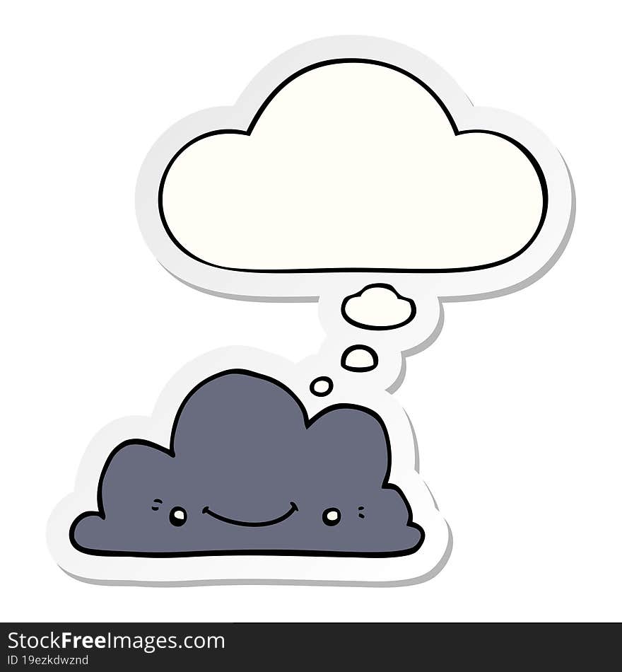 Cute Cartoon Cloud And Thought Bubble As A Printed Sticker