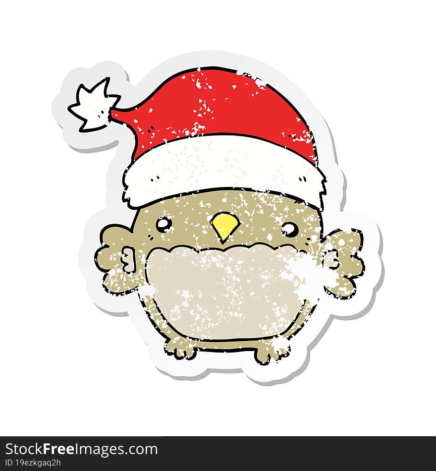 distressed sticker of a cute christmas owl