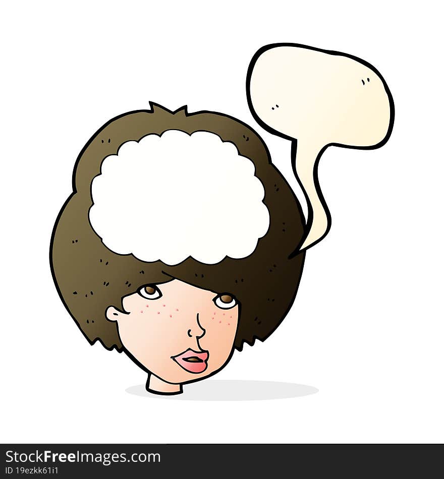 Cartoon Empty Headed Woman With Speech Bubble