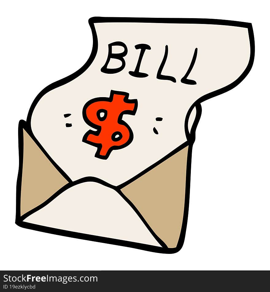 Cartoon Doodle Bill In Envelope