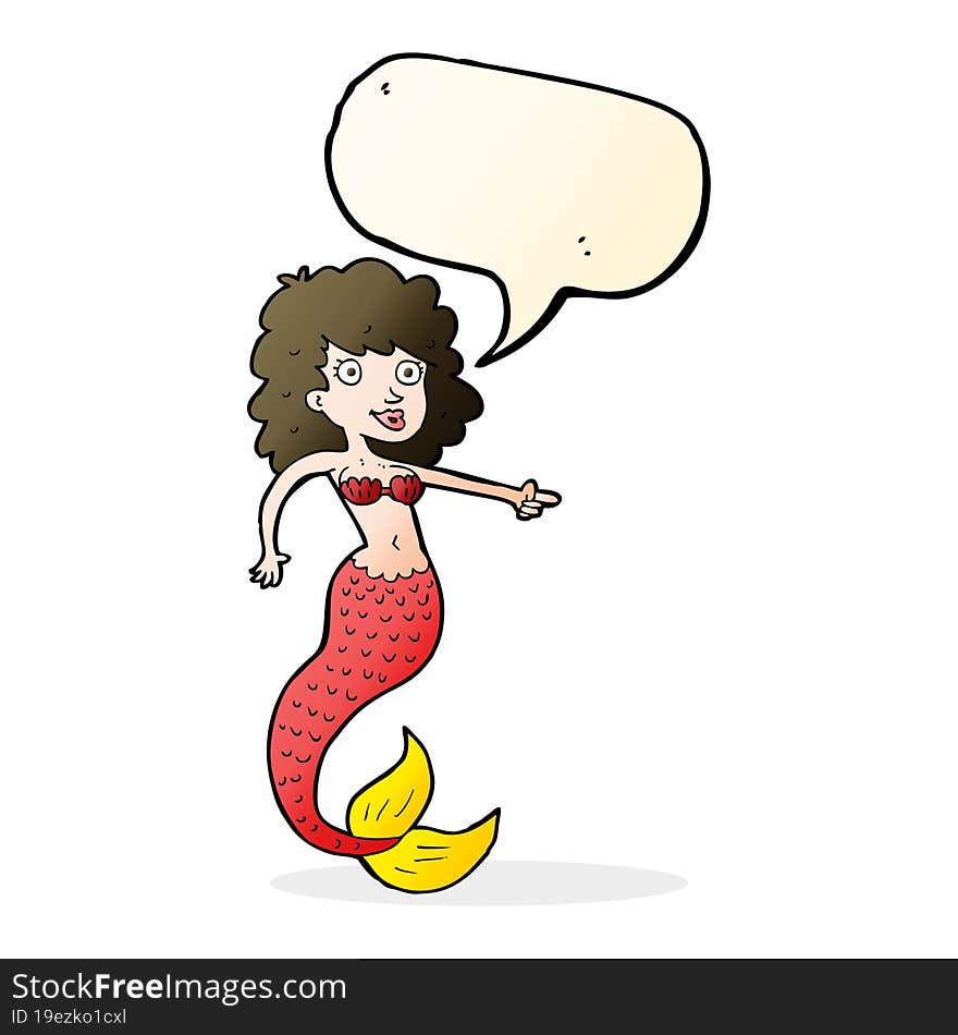 cartoon mermaid with speech bubble