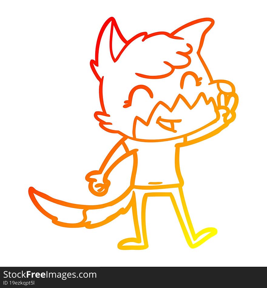 warm gradient line drawing happy cartoon fox