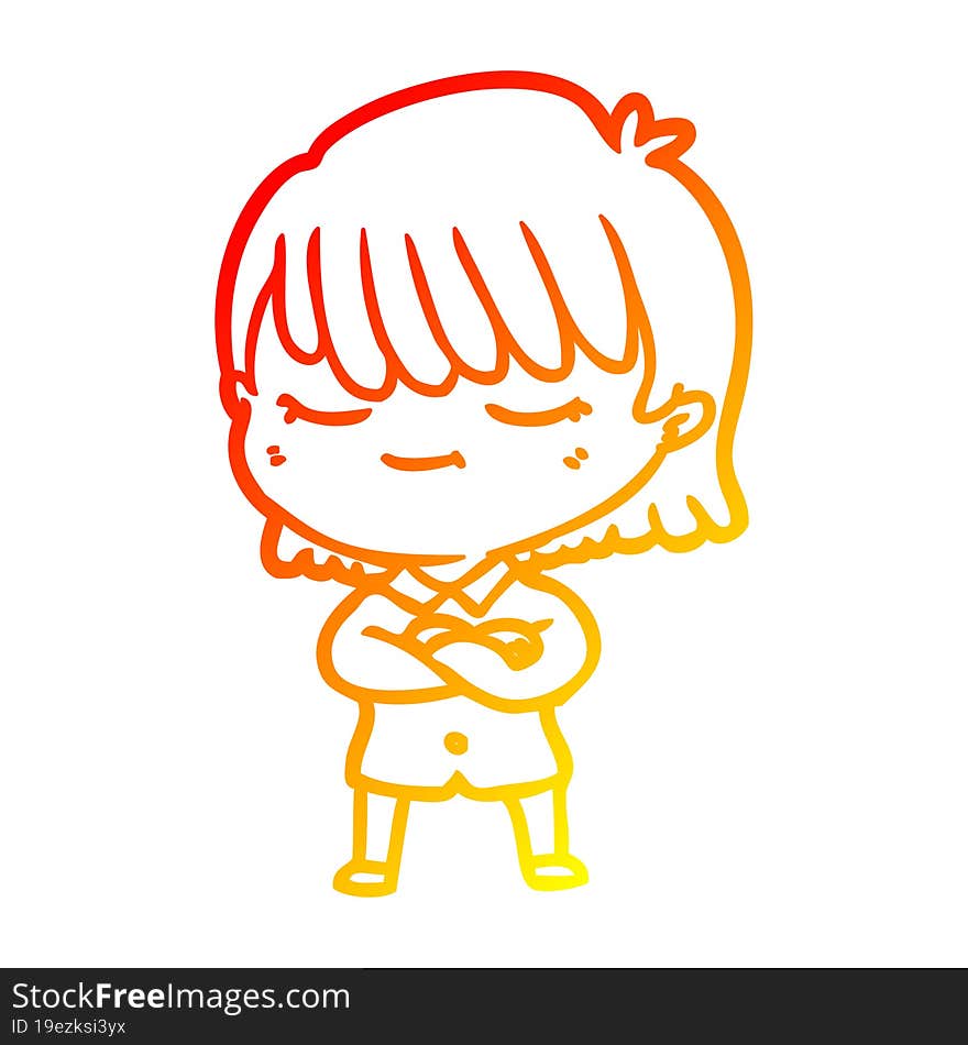 warm gradient line drawing of a cartoon woman