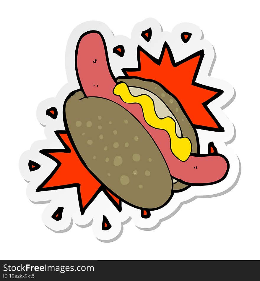 sticker of a cartoon hotdog