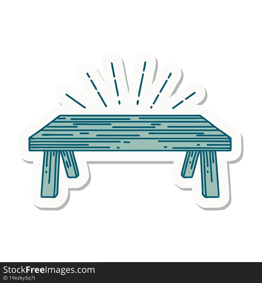 sticker of tattoo style wood table