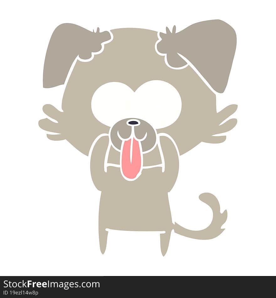 flat color style cartoon dog with tongue sticking out