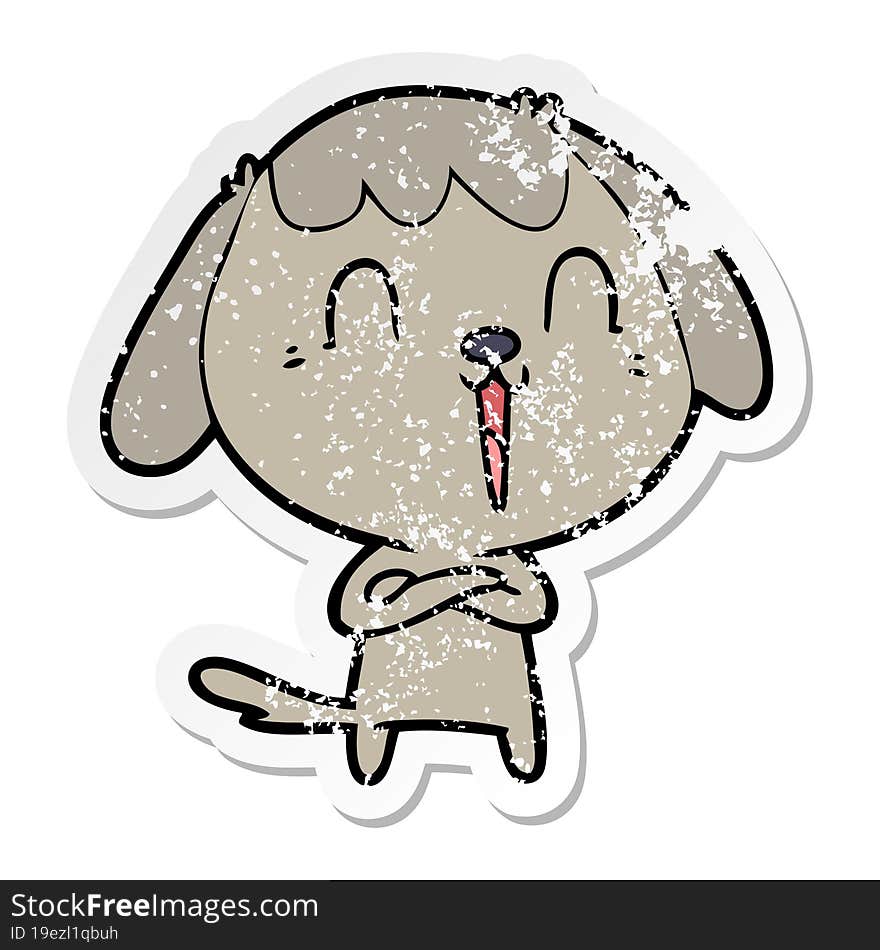 distressed sticker of a cute cartoon dog