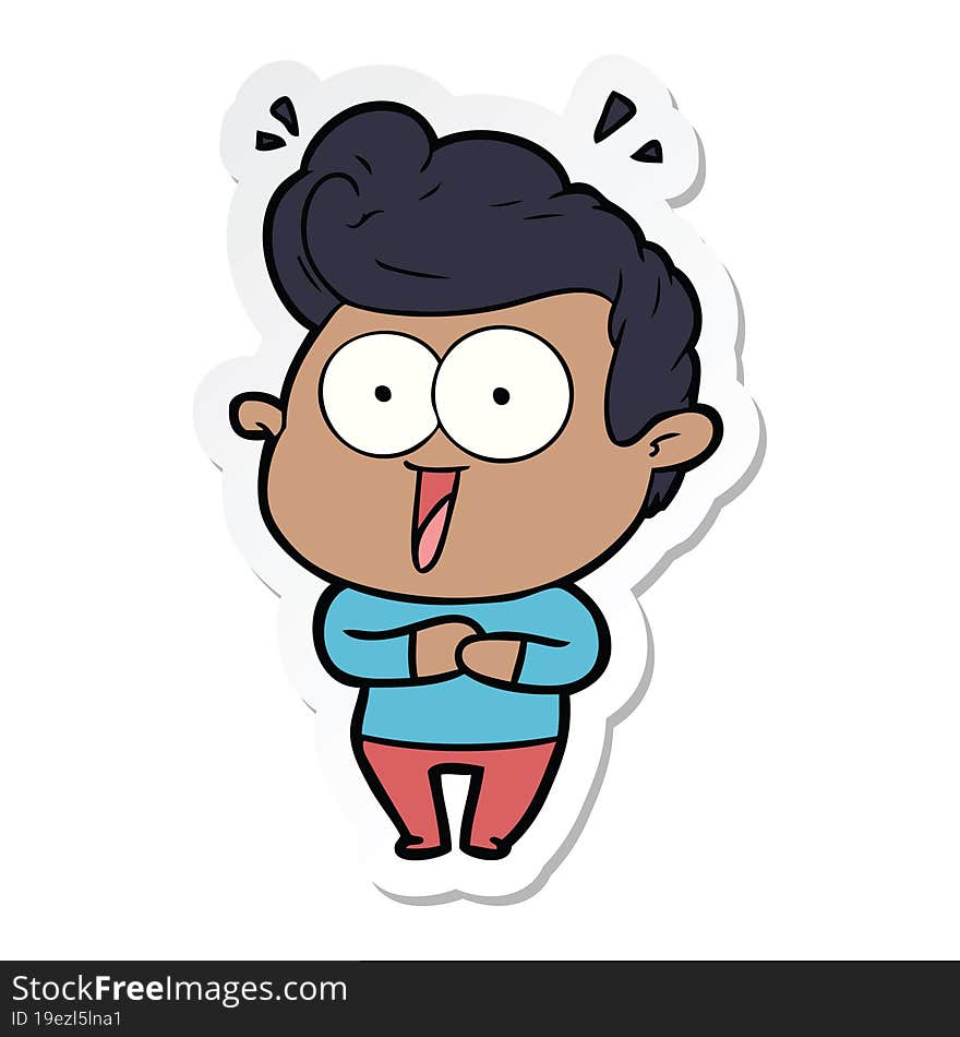 sticker of a cartoon excited man