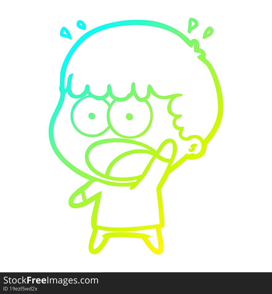 cold gradient line drawing cartoon shocked man